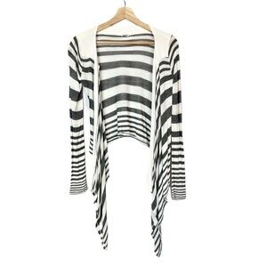 Splendid Gray & White Stripe Waterfall Knit Cardigan Sweater XS